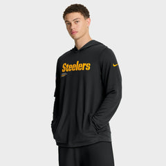 Pittsburgh Steelers Sideline Pure Fury Performance Long Sleeve Hoodie T-Shirt | NFL New