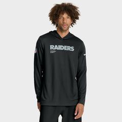Las Vegas Raiders Big & Tall Sideline Dri-FIT Long Sleeve Hoodie T-Shirt | NFL Outlet