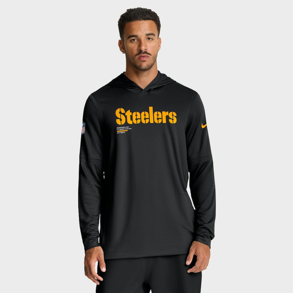 Pittsburgh Steelers Big & Tall Sideline Dri-FIT Long Sleeve Hoodie T-Shirt | NFL Outlet