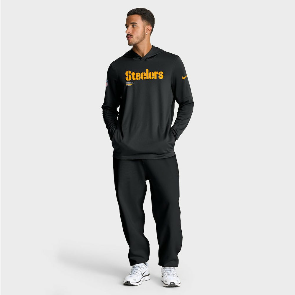 Pittsburgh Steelers Big & Tall Sideline Dri-FIT Long Sleeve Hoodie T-Shirt | NFL Outlet