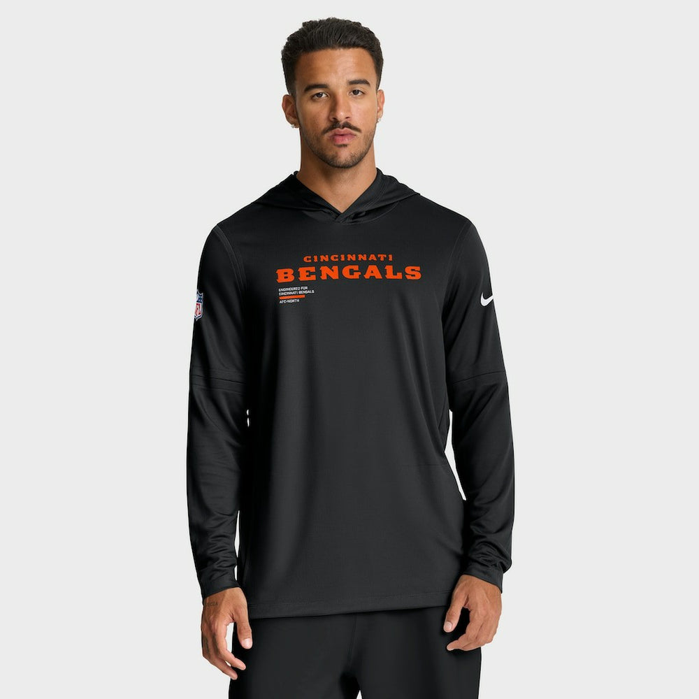 Cincinnati Bengals Big & Tall Sideline Dri-FIT Long Sleeve Hoodie T-Shirt | NFL Online