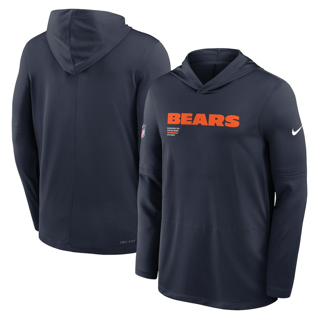 Chicago Bears Big & Tall Sideline Dri-FIT Long Sleeve Hoodie T-Shirt | NFL Outlet