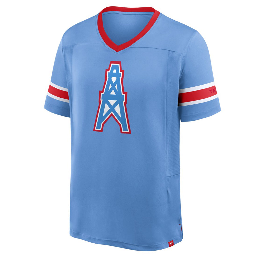 Tennessee Titans Oilers Throwback Hometown Premium Hashmark V-Neck T-Shirt | NFL On sale