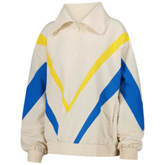 White Golden State Warriors Terez Women's Retro Chevron Ripstop Quarter-Zip Windbreaker Jacket sale | NBA