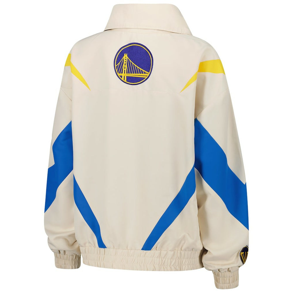 White Golden State Warriors Terez Women's Retro Chevron Ripstop Quarter-Zip Windbreaker Jacket sale | NBA
