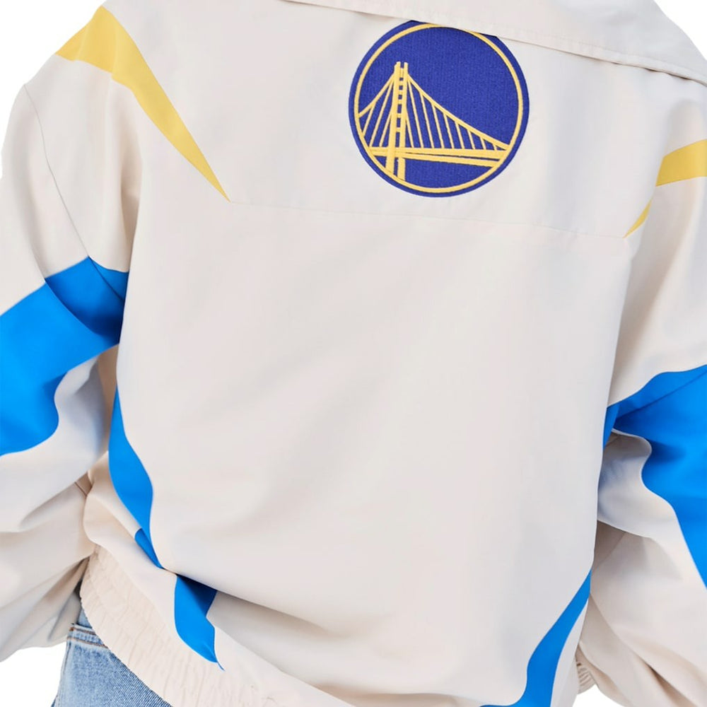 White Golden State Warriors Terez Women's Retro Chevron Ripstop Quarter-Zip Windbreaker Jacket sale | NBA