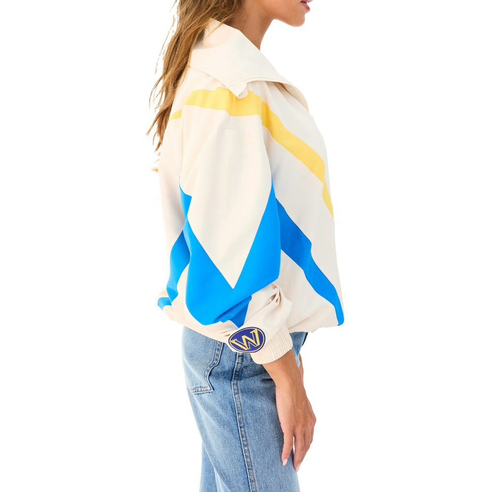 White Golden State Warriors Terez Women's Retro Chevron Ripstop Quarter-Zip Windbreaker Jacket sale | NBA