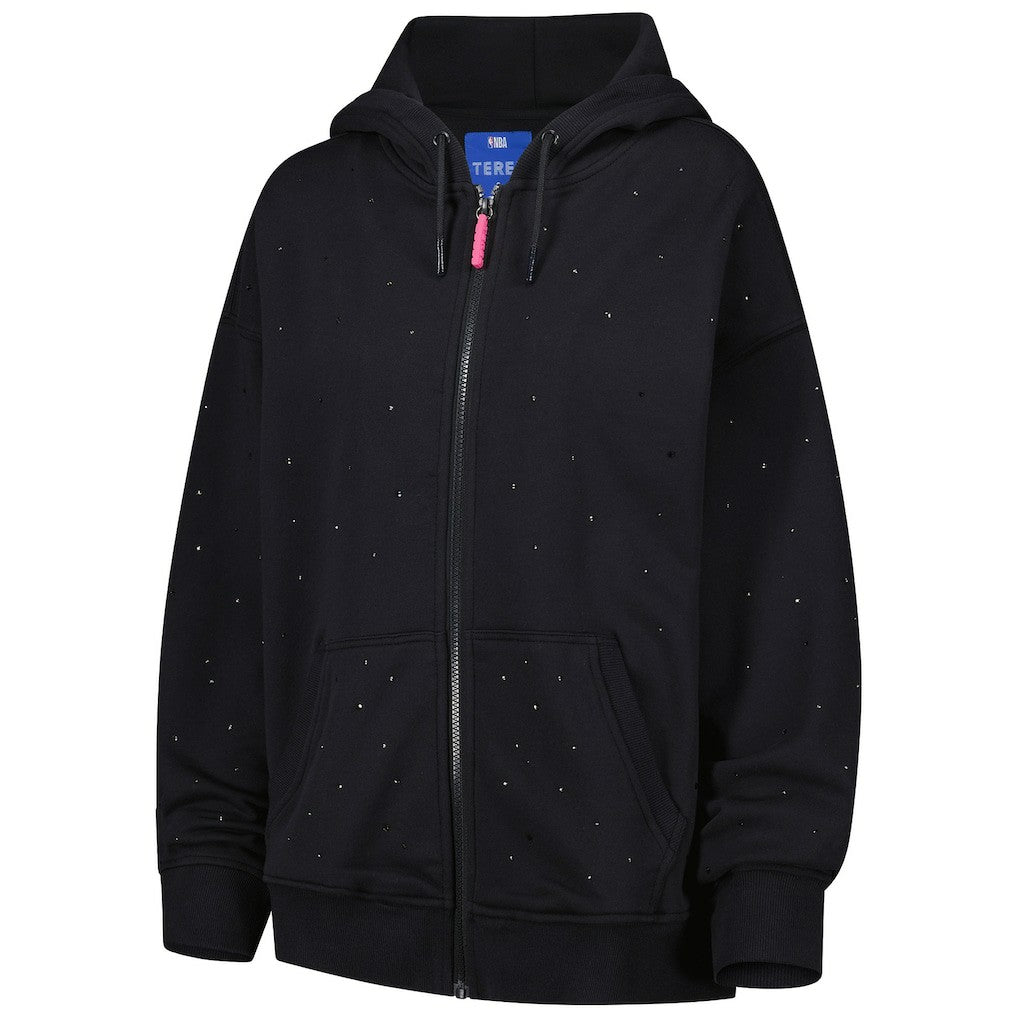 Black Boston Celtics Terez Women's Oversized Allover Gemstone Full-Zip Hoodie | NBA