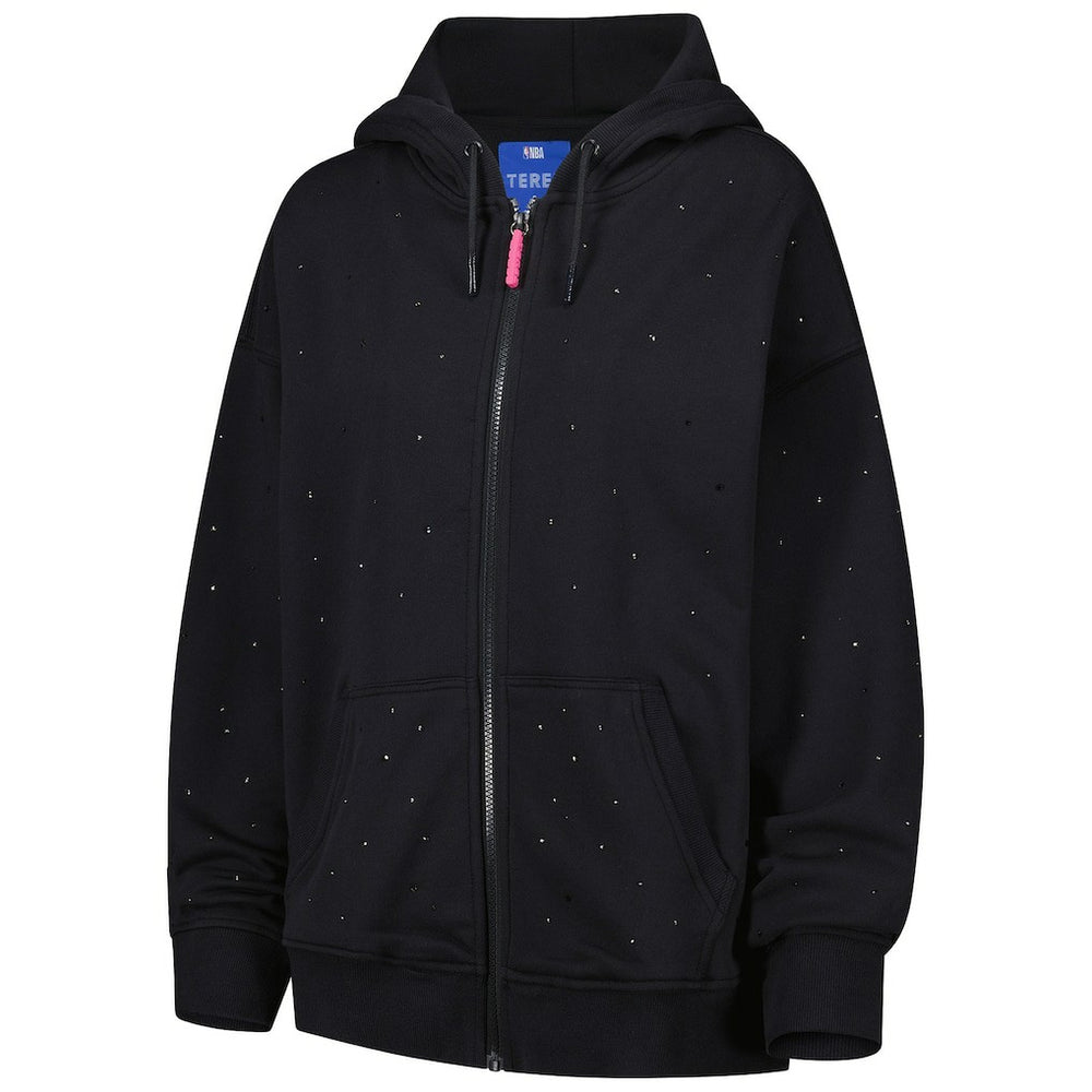 Black Boston Celtics Terez Women's Oversized Allover Gemstone Full-Zip Hoodie | NBA