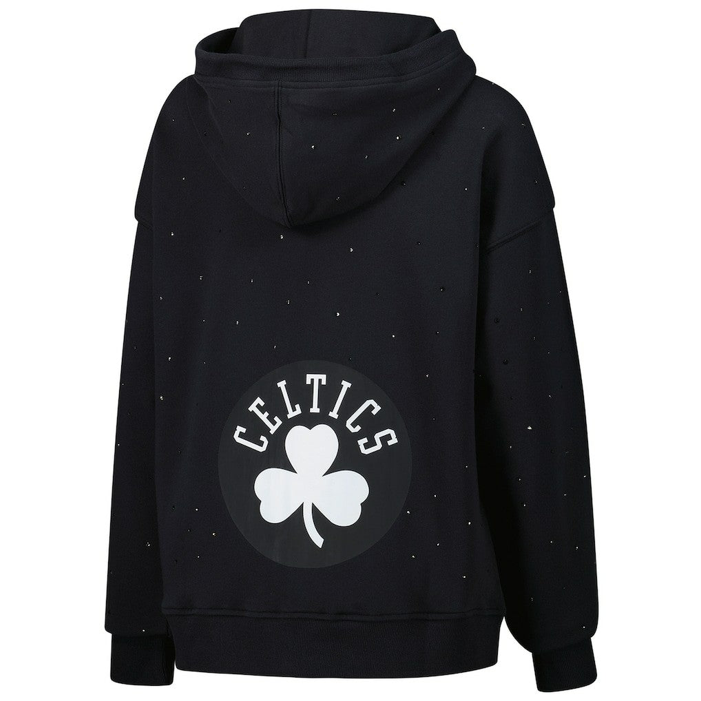 Black Boston Celtics Terez Women's Oversized Allover Gemstone Full-Zip Hoodie | NBA