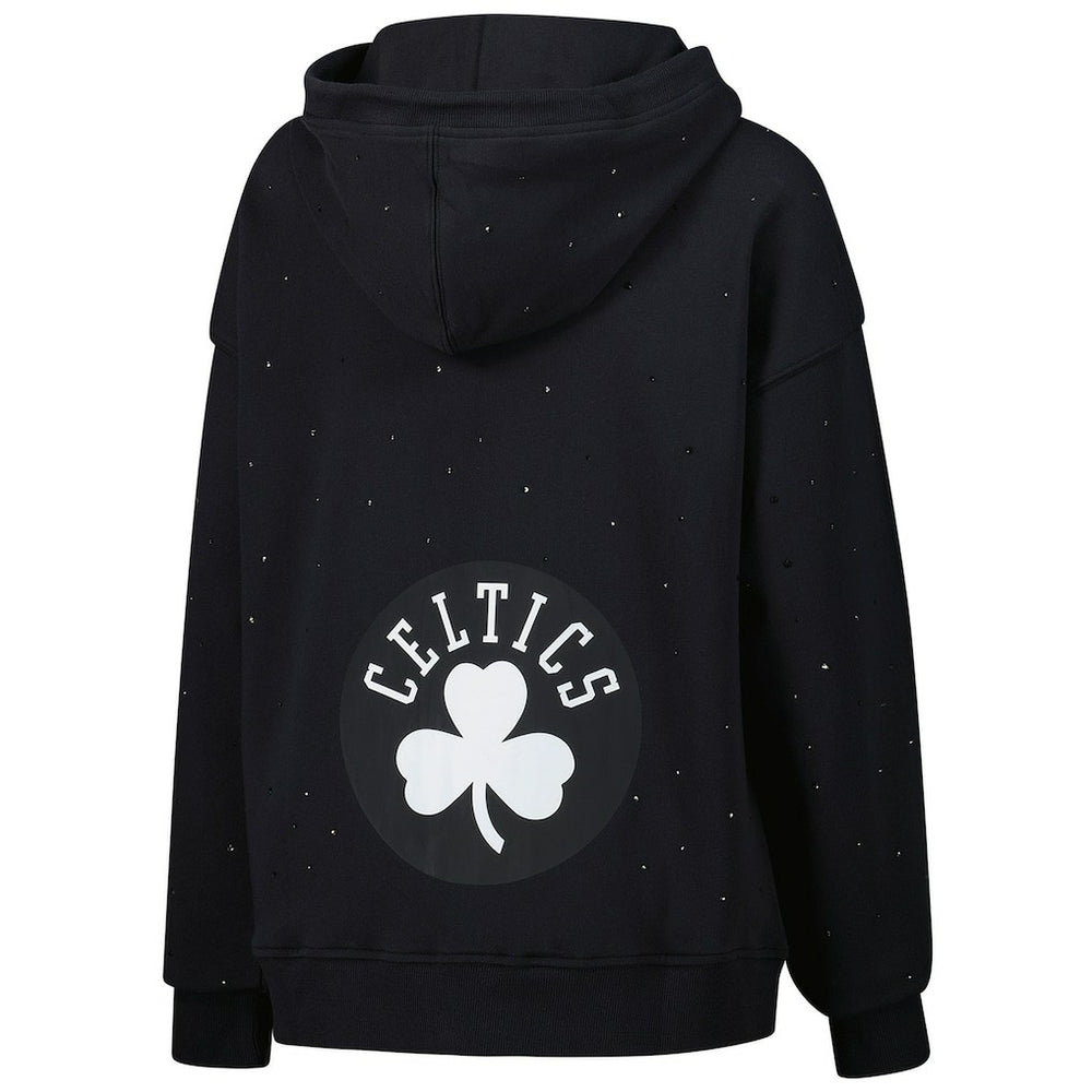 Black Boston Celtics Terez Women's Oversized Allover Gemstone Full-Zip Hoodie | NBA