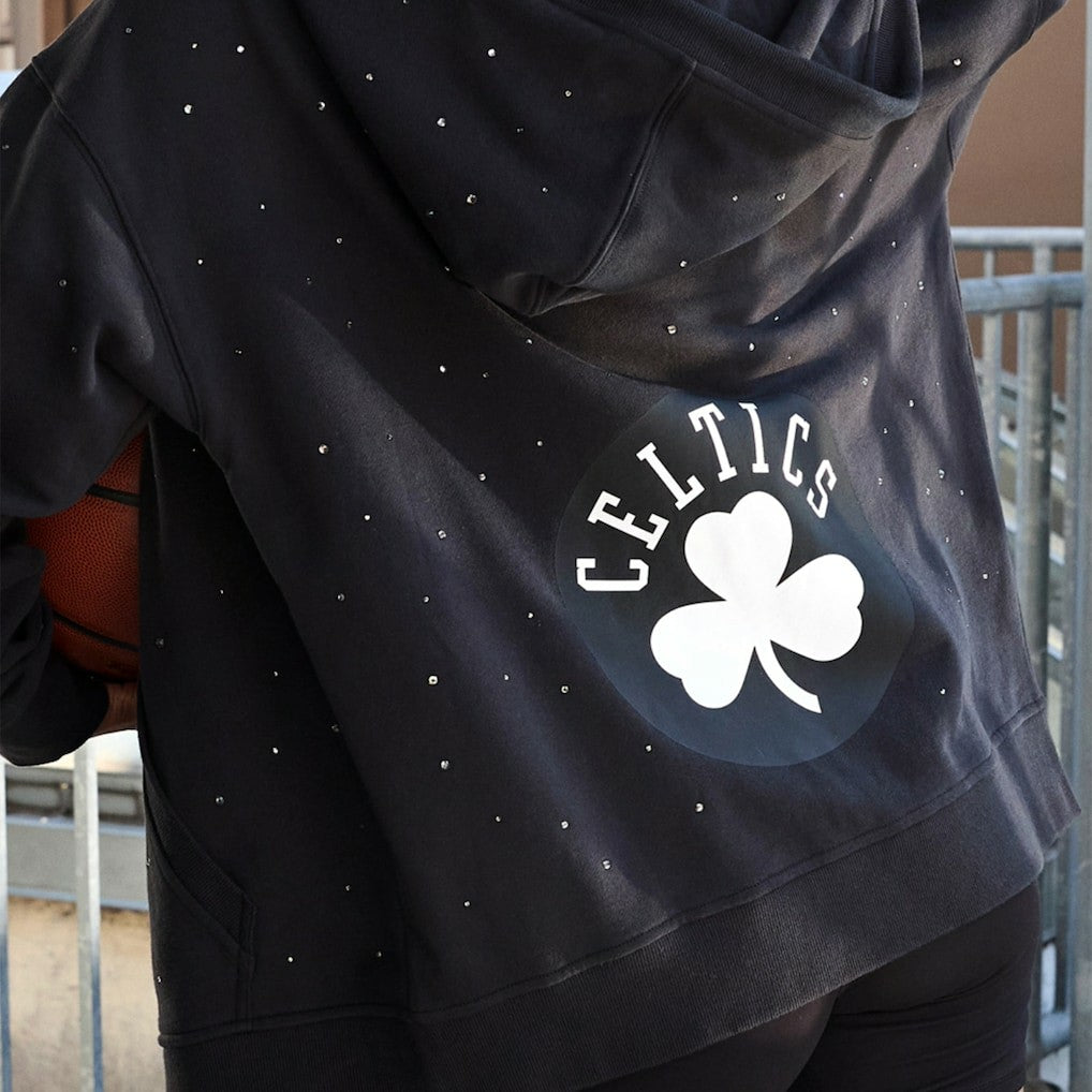 Black Boston Celtics Terez Women's Oversized Allover Gemstone Full-Zip Hoodie | NBA