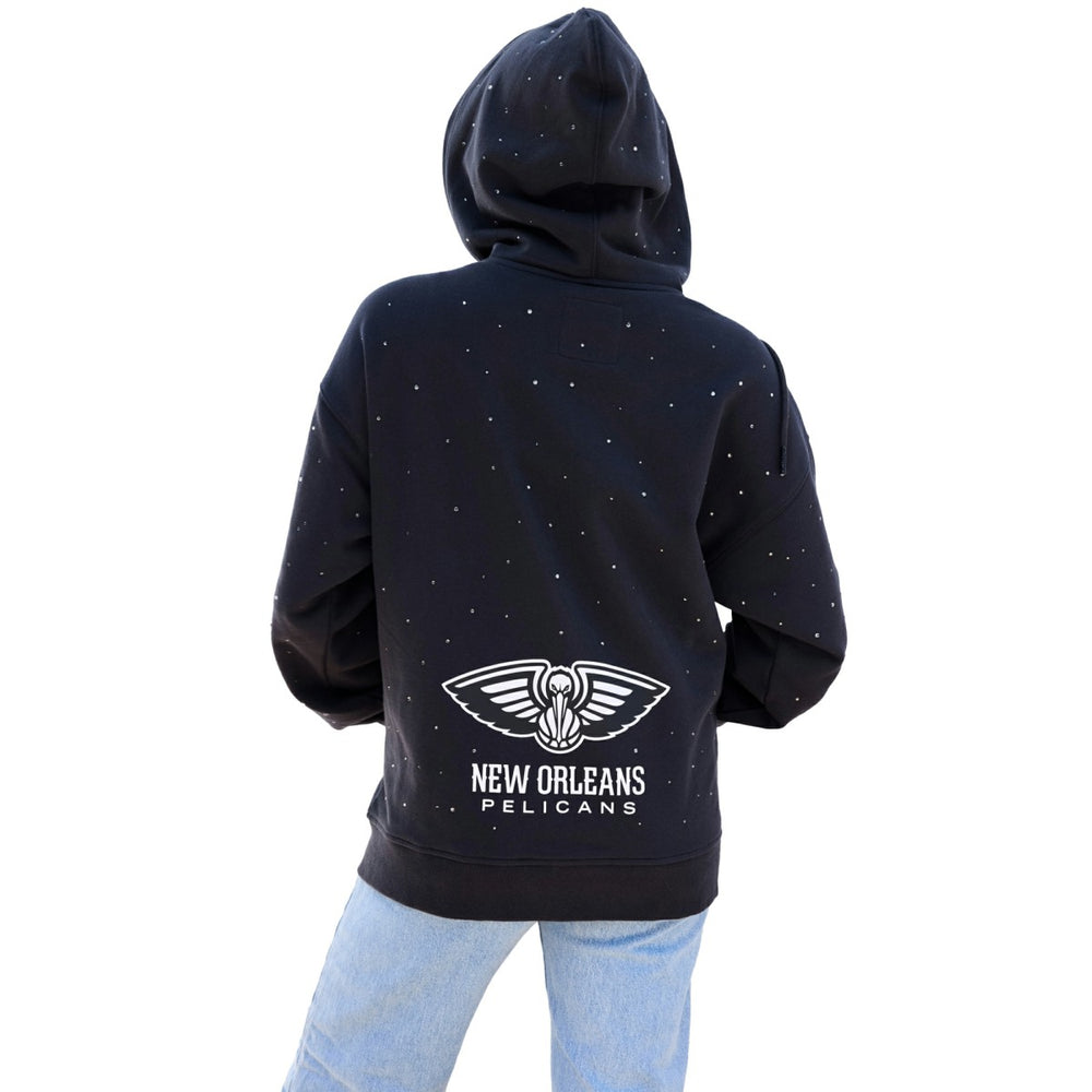 Black New Orleans Pelicans Terez Women's Oversized Allover Gemstone Full-Zip Hoodie | NBA