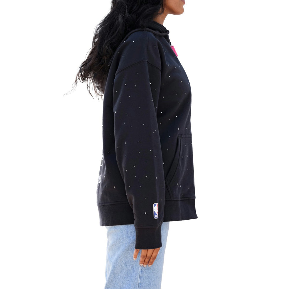 Black New Orleans Pelicans Terez Women's Oversized Allover Gemstone Full-Zip Hoodie | NBA
