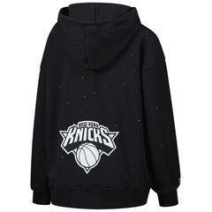 Black New York Knicks Terez Women's Oversized Allover Gemstone Full-Zip Hoodie | NBA