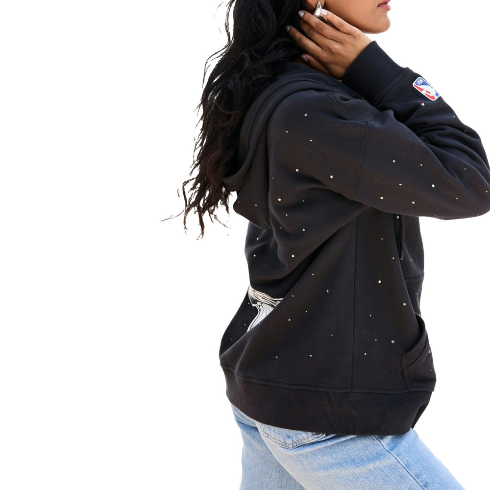 Black New York Knicks Terez Women's Oversized Allover Gemstone Full-Zip Hoodie | NBA