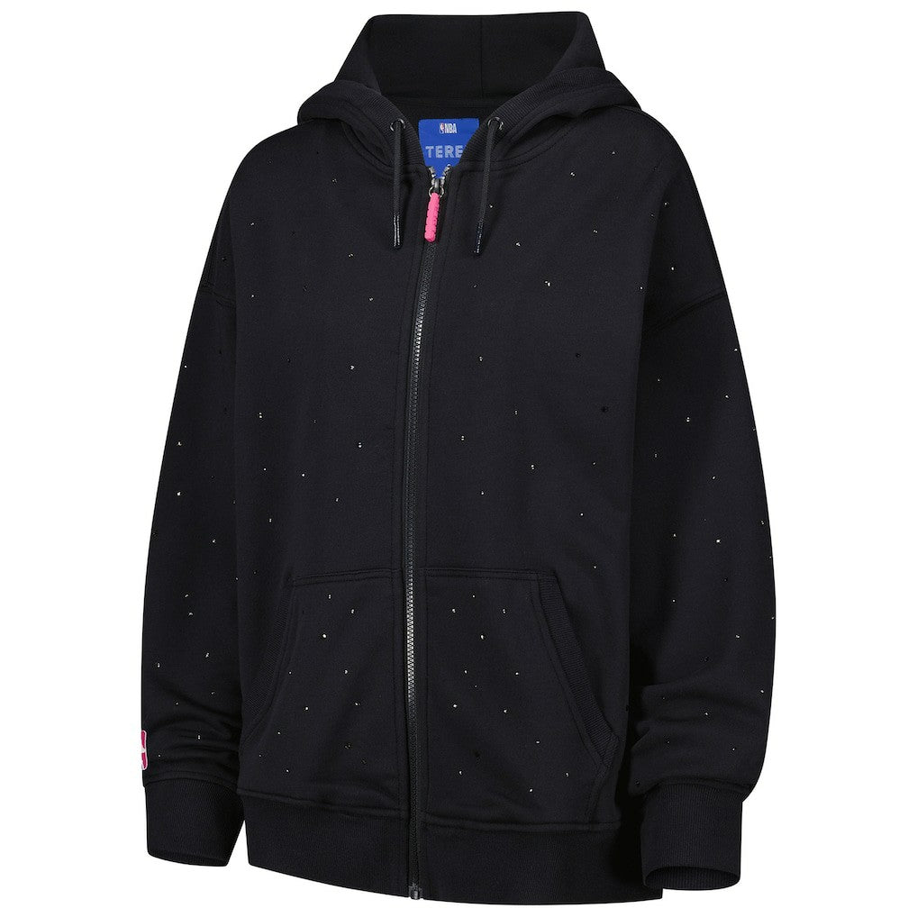 Black Golden State Warriors Terez Women's Oversized Allover Gemstone Full-Zip Hoodie sale | NBA