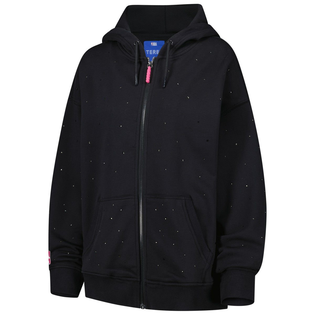 Black Los Angeles Lakers Terez Women's Oversized Allover Gemstone Full-Zip Hoodie | NBA