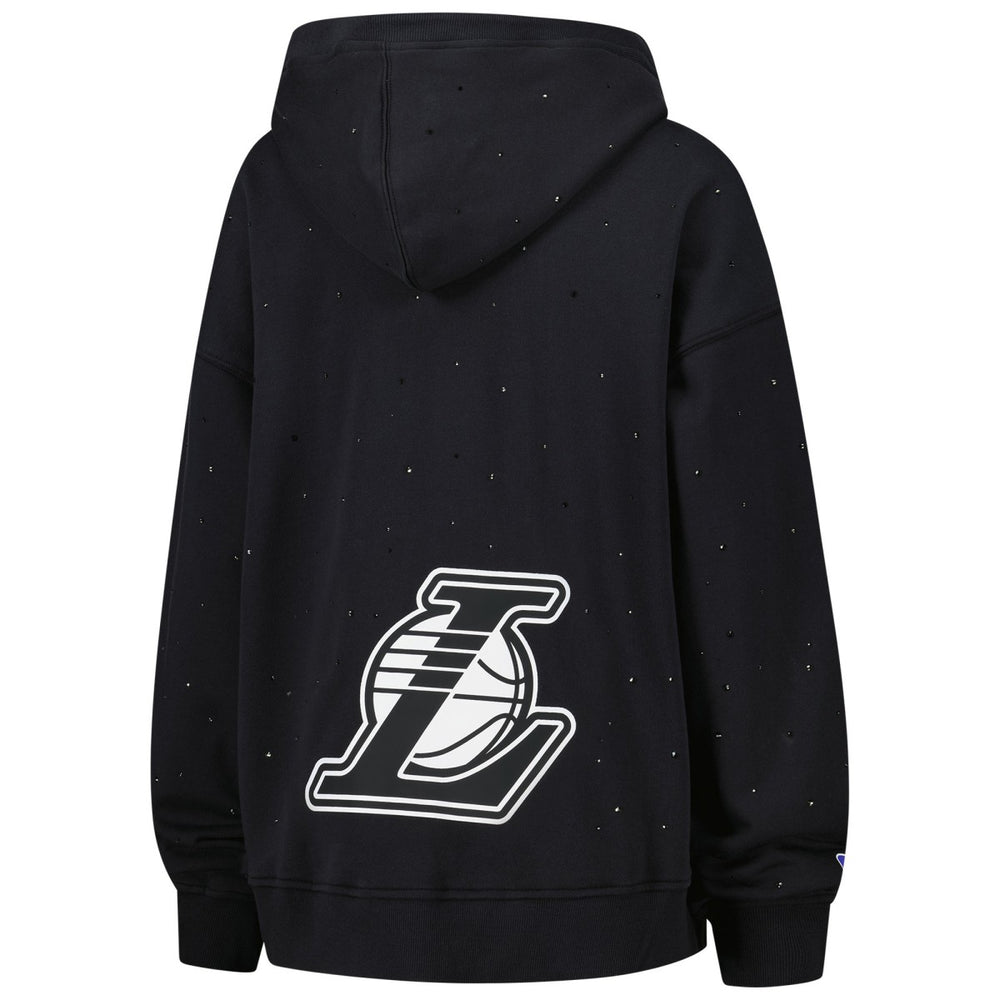 Black Los Angeles Lakers Terez Women's Oversized Allover Gemstone Full-Zip Hoodie | NBA