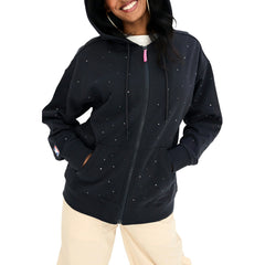Black Los Angeles Lakers Terez Women's Oversized Allover Gemstone Full-Zip Hoodie | NBA