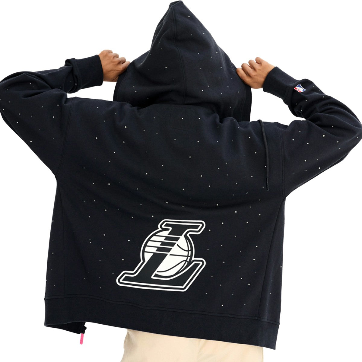 Black Los Angeles Lakers Terez Women's Oversized Allover Gemstone Full-Zip Hoodie | NBA