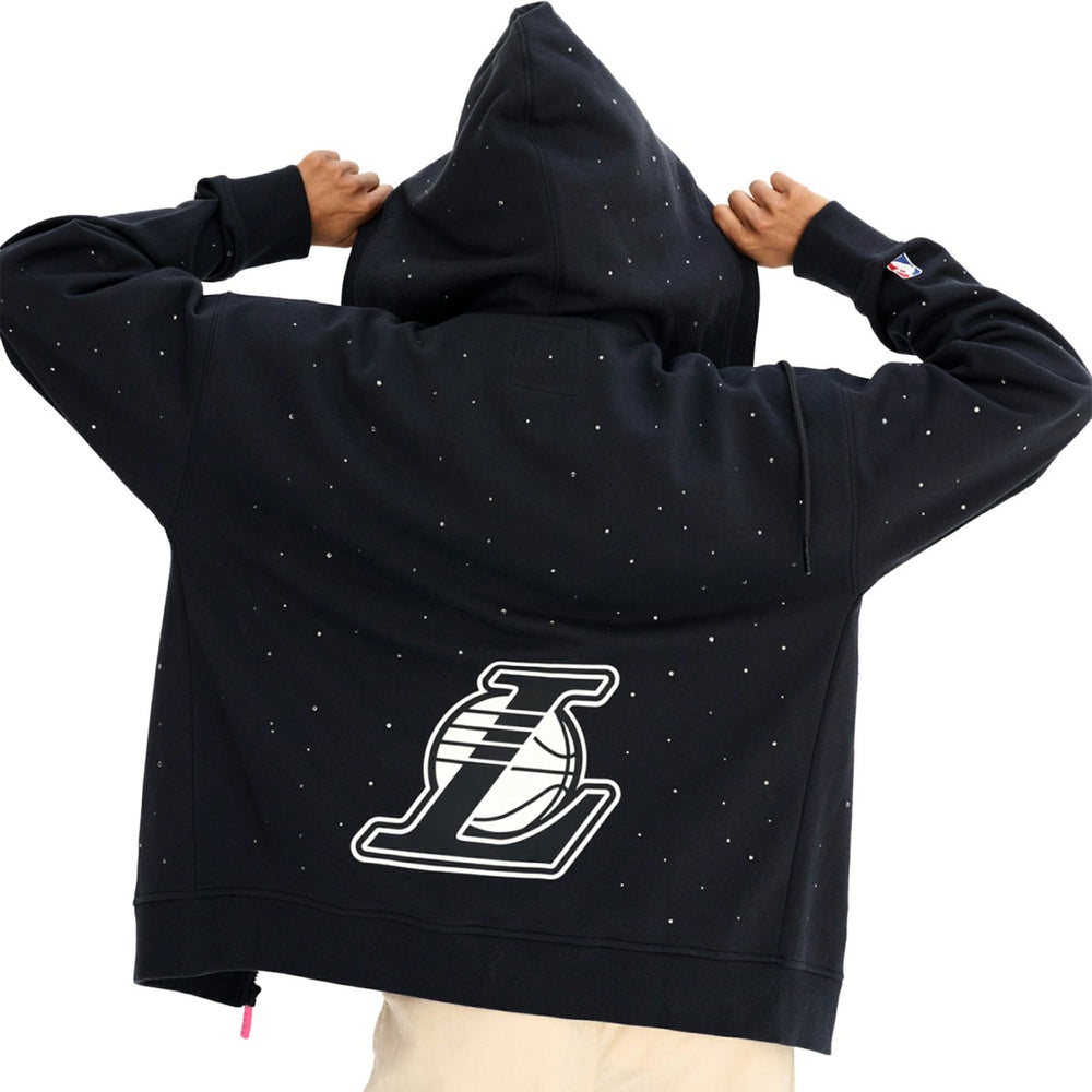 Black Los Angeles Lakers Terez Women's Oversized Allover Gemstone Full-Zip Hoodie | NBA