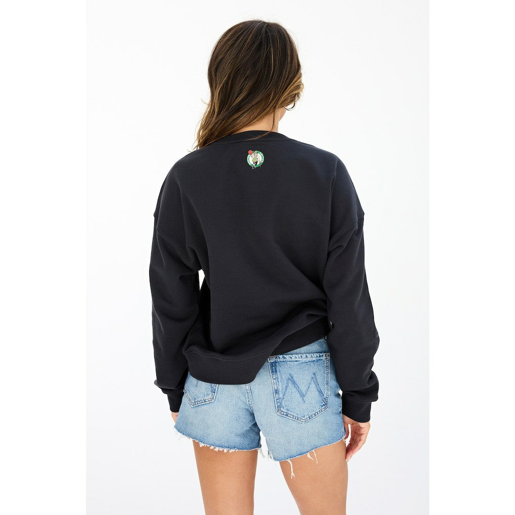 Black Boston Celtics Terez Women's Gemstone Logo Pullover Sweatshirt | NBA