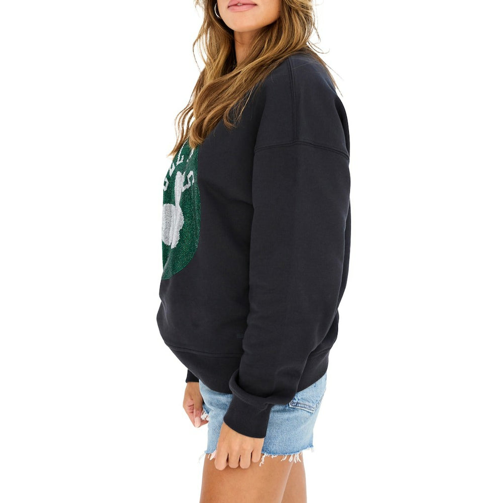 Black Boston Celtics Terez Women's Gemstone Logo Pullover Sweatshirt | NBA