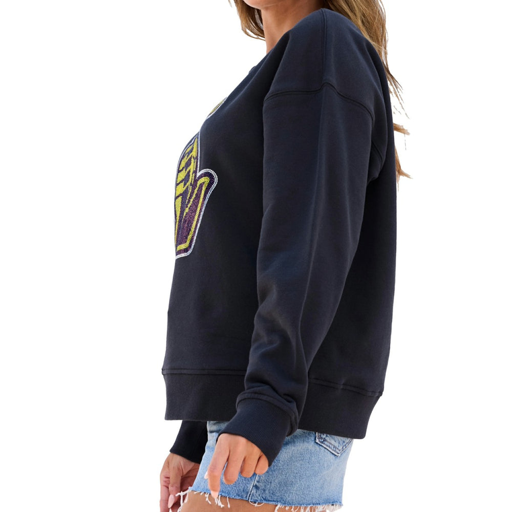 Black Los Angeles Lakers Terez Women's Gemstone Logo Pullover Sweatshirt | NBA