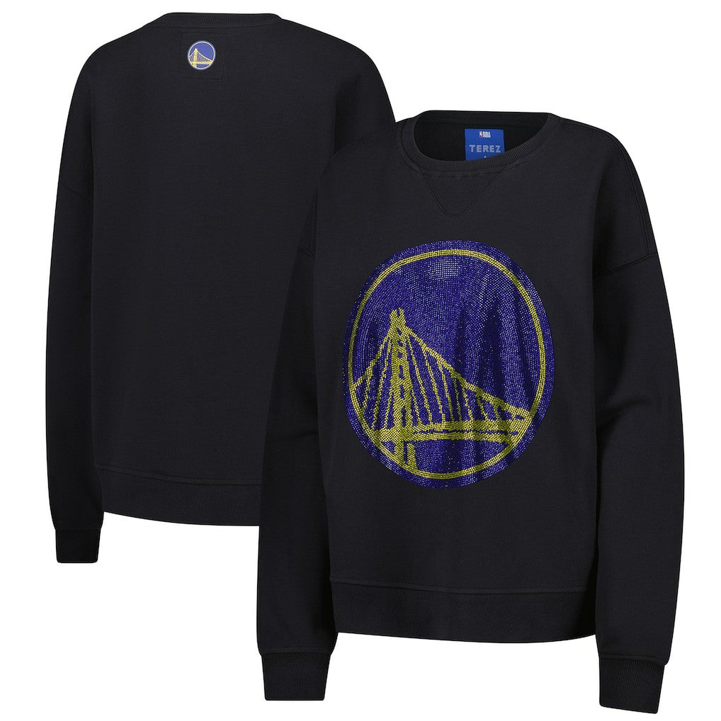 Black Golden State Warriors Terez Women's Gemstone Logo Pullover Sweatshirt sale | NBA