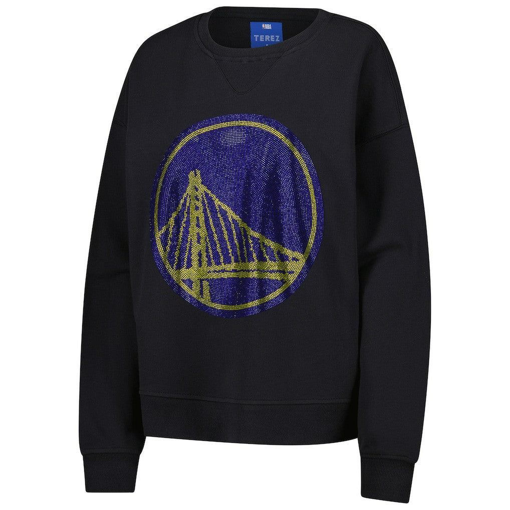 Black Golden State Warriors Terez Women's Gemstone Logo Pullover Sweatshirt sale | NBA