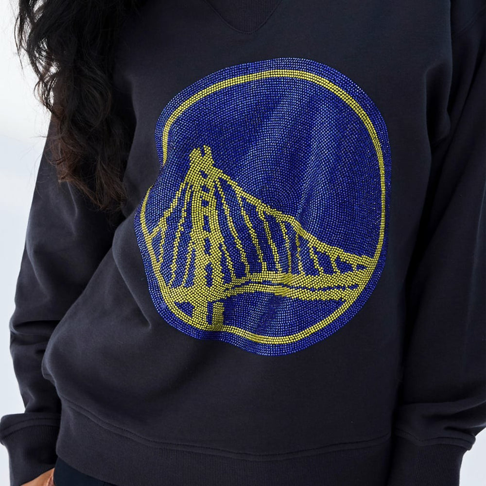 Black Golden State Warriors Terez Women's Gemstone Logo Pullover Sweatshirt sale | NBA