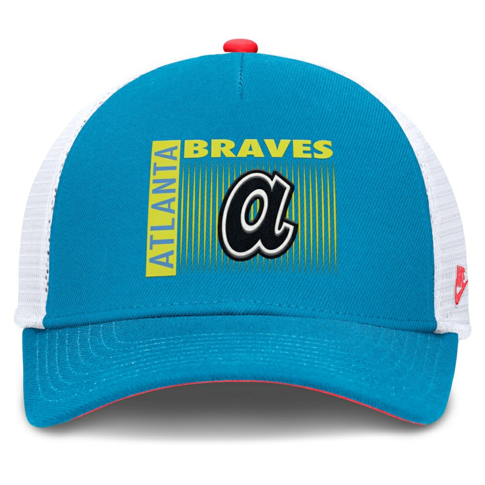 Atlanta Braves Nike Neon 90s Rise Structured Performance Adjustable Trucker Hat - MLB Hats