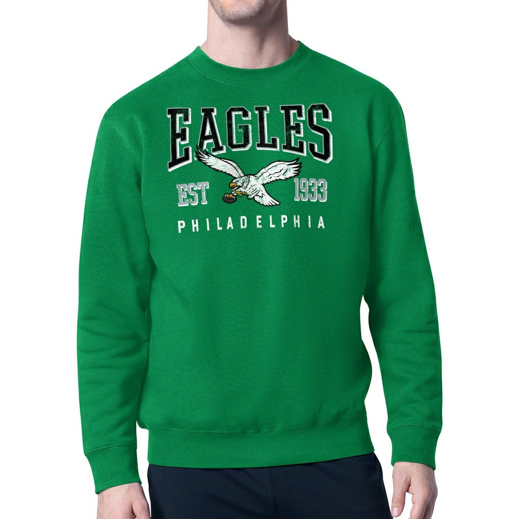 Philadelphia Eagles Starter Team Retro Logo Fleece Tri-Blend Pullover Sweatshirt | NFL Hot