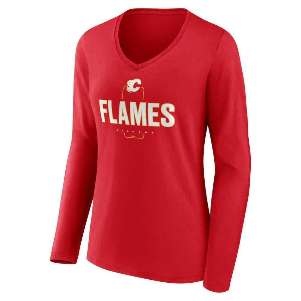 Calgary Flames Women's Personalized Name & Number Midfielder Long Sleeve V-Neck T-Shirt -  NHL T-shirts