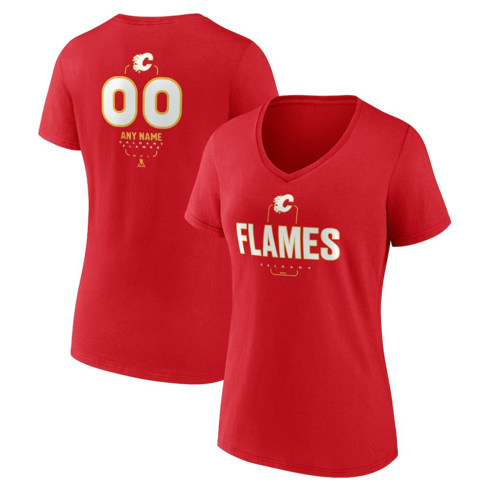 Calgary Flames Women's Personalized Name & Number Midfielder V-Neck T-Shirt -  NHL T-shirts