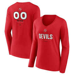 New Jersey Devils Women's Personalized Name & Number Midfielder Long Sleeve V-Neck T-Shirt -  NHL T-shirts