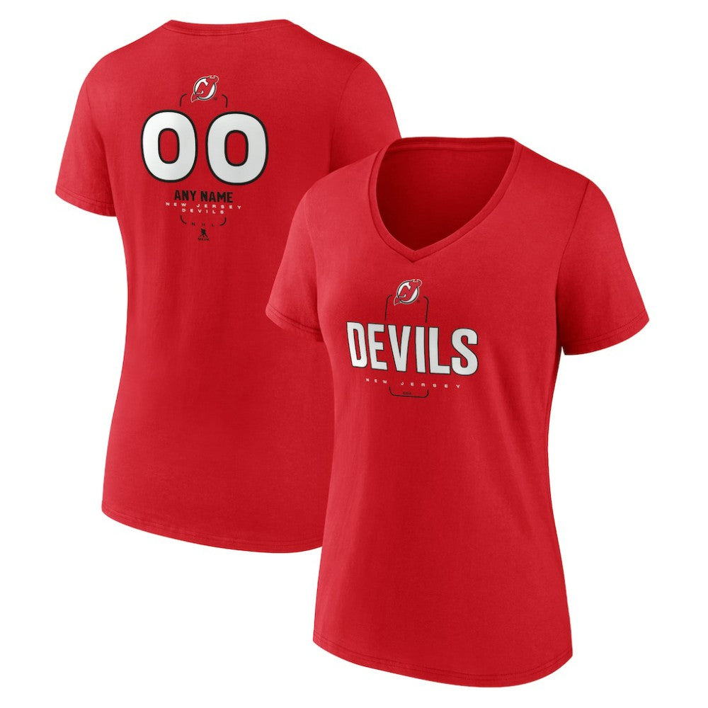 New Jersey Devils Women's Personalized Name & Number Midfielder V-Neck T-Shirt -  NHL T-shirts