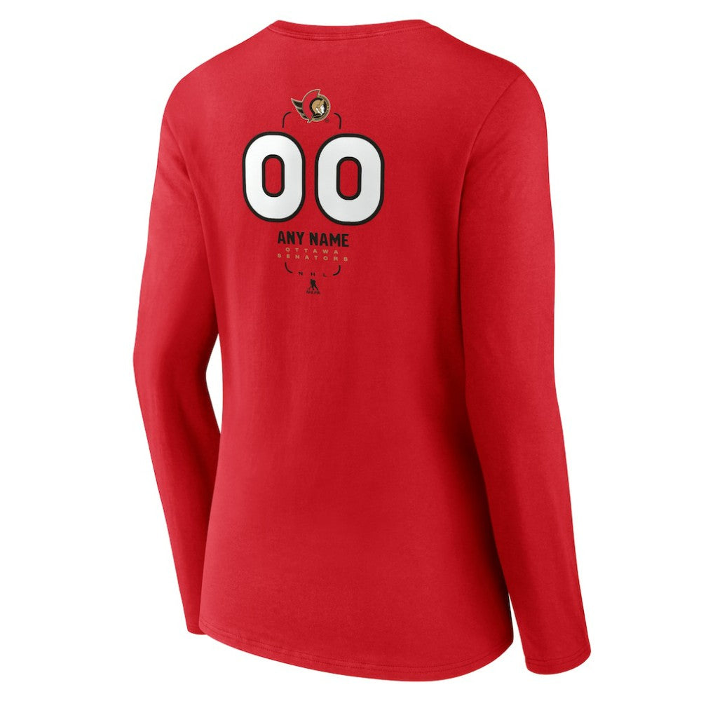 Ottawa Senators Women's Personalized Name & Number Midfielder Long Sleeve V-Neck T-Shirt -  NHL T-shirts