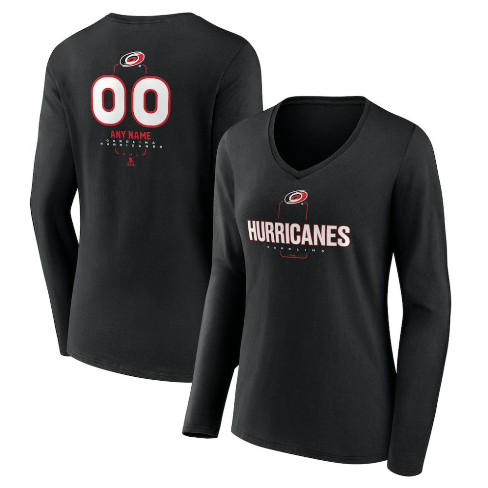 Carolina Hurricanes Women's Personalized Name & Number Midfielder Long Sleeve V-Neck T-Shirt -  NHL T-shirts