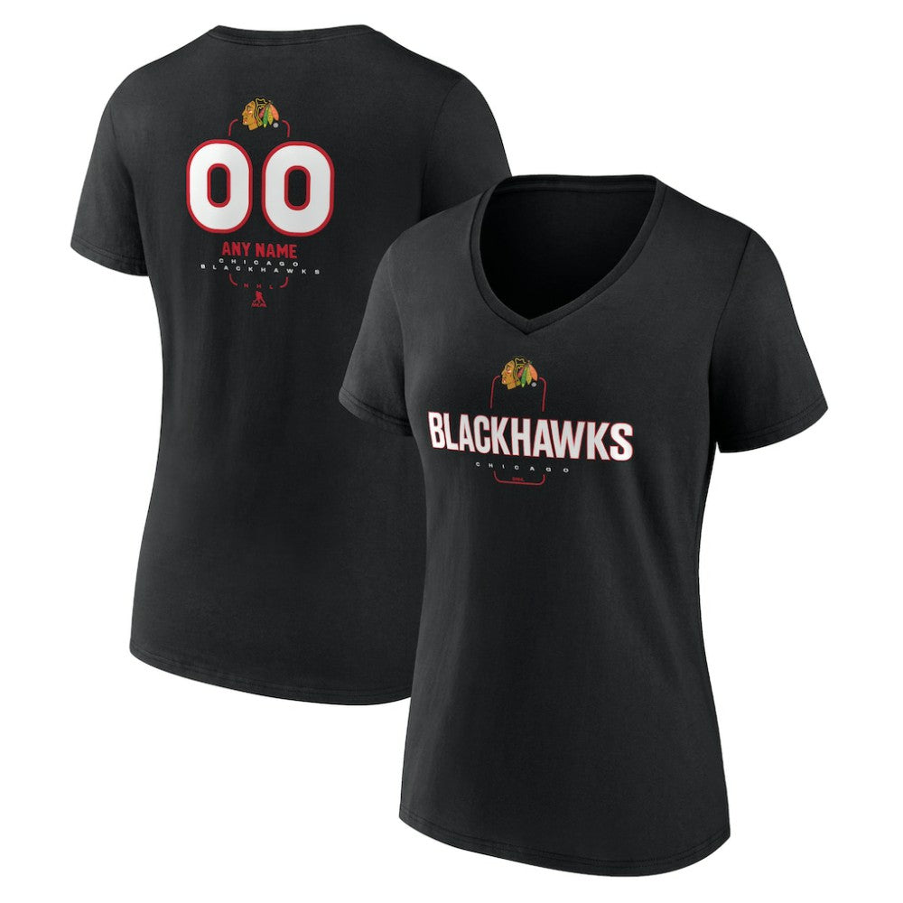 Chicago Blackhawks Women's Personalized Name & Number Midfielder V-Neck T-Shirt -  NHL T-shirts