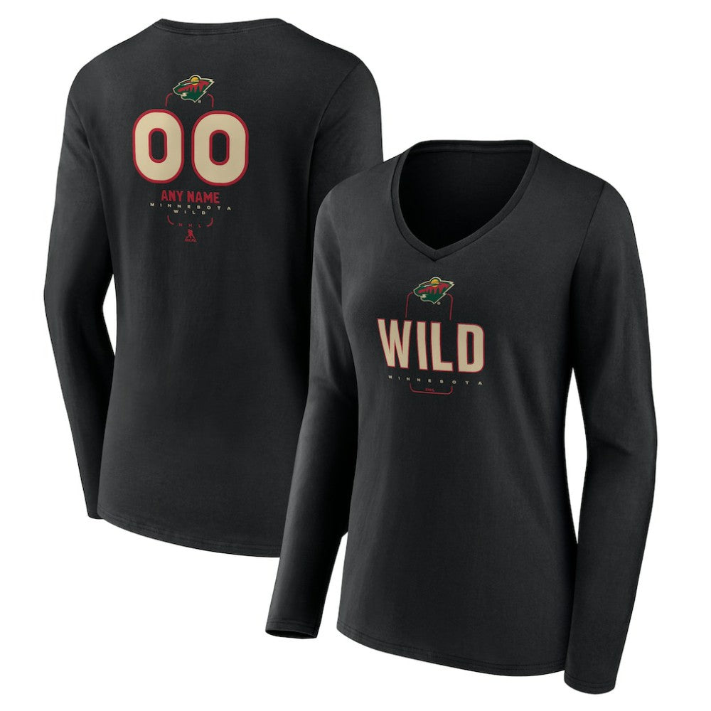 Minnesota Wild Women's Personalized Name & Number Midfielder Long Sleeve V-Neck T-Shirt -  NHL T-shirts