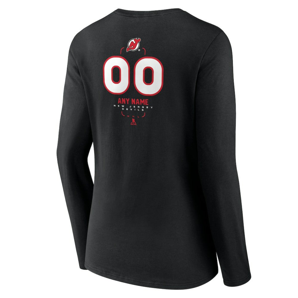 New Jersey Devils Women's Personalized Name & Number Midfielder Long Sleeve V-Neck T-Shirt -  NHL T-shirts