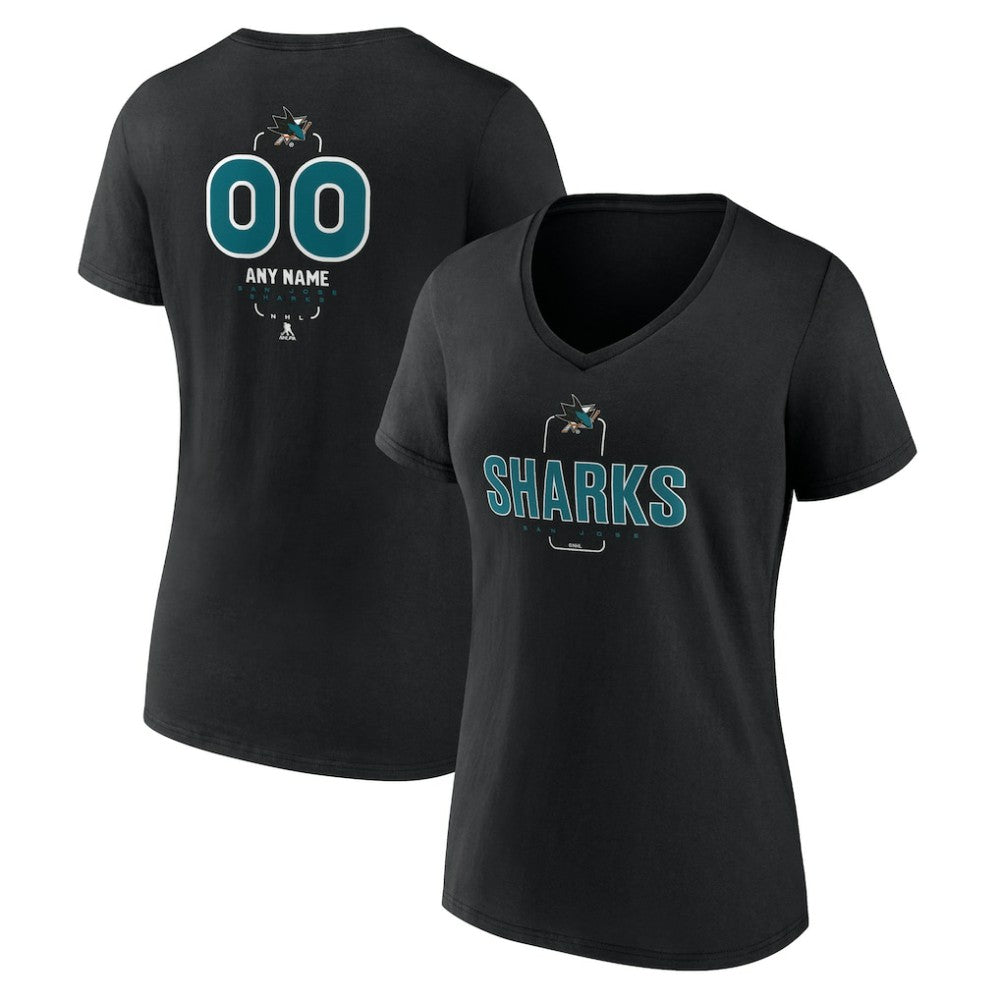 San Jose Sharks Women's Personalized Name & Number Midfielder V-Neck T-Shirt -  NHL T-shirts