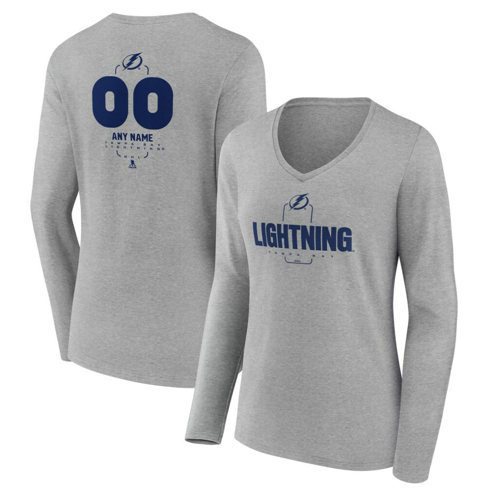 Tampa Bay Lightning Women's Personalized Name & Number Midfielder Long Sleeve V-Neck T-Shirt -  NHL T-shirts
