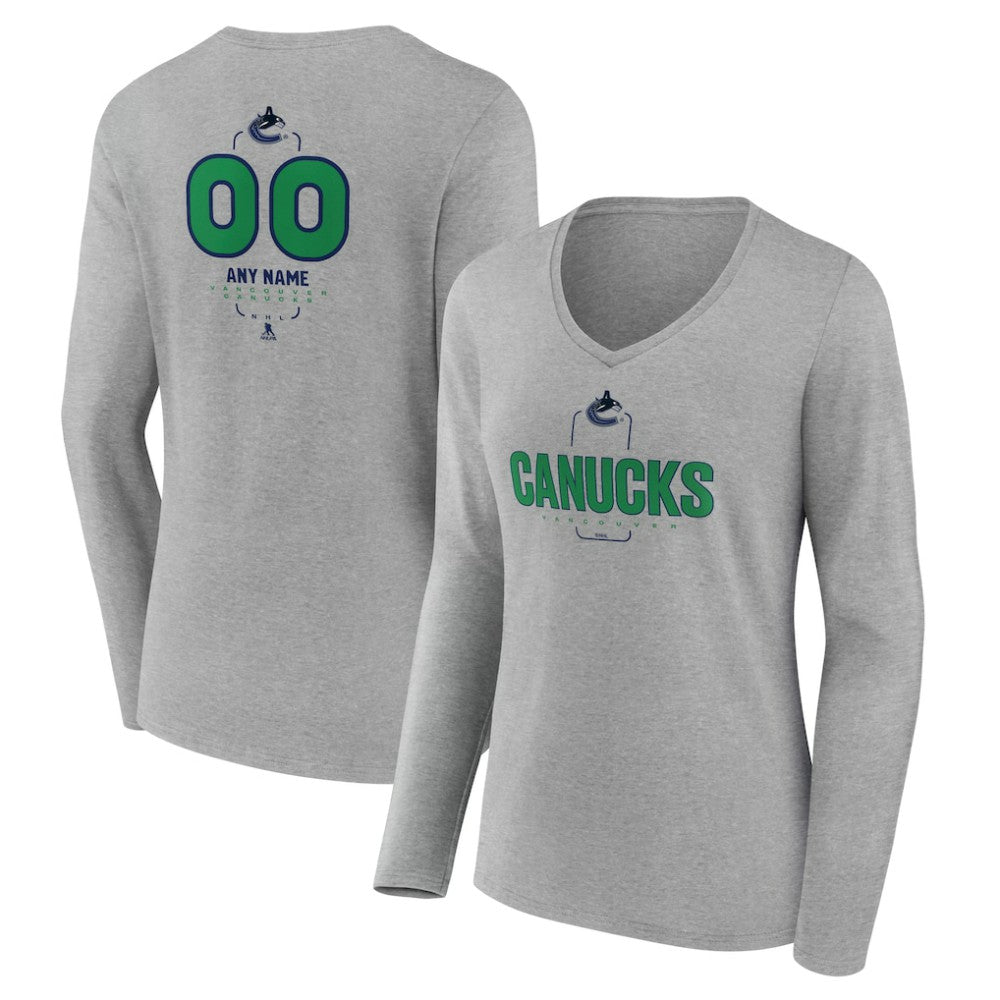 Vancouver Canucks Women's Personalized Name & Number Midfielder Long Sleeve V-Neck T-Shirt -  NHL T-shirts