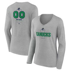 Vancouver Canucks Women's Personalized Name & Number Midfielder Long Sleeve V-Neck T-Shirt -  NHL T-shirts