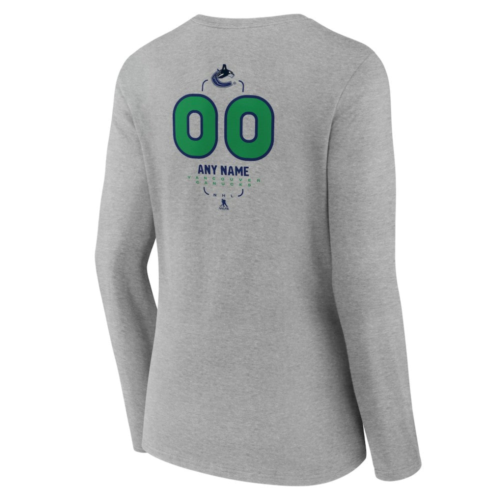 Vancouver Canucks Women's Personalized Name & Number Midfielder Long Sleeve V-Neck T-Shirt -  NHL T-shirts