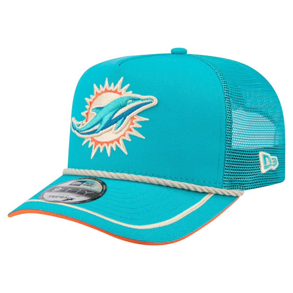 Miami Dolphins Vintage Team Rope A-Frame Trucker 9FIFTY Snapback Hat | NFL Hot