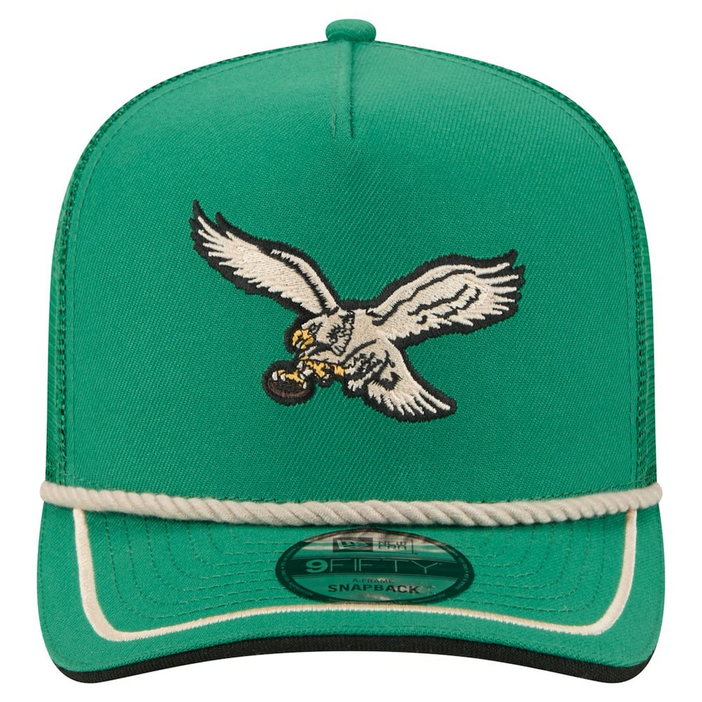 Philadelphia Eagles Vintage Team Rope A-Frame Trucker 9FIFTY Snapback Hat | NFL Discount